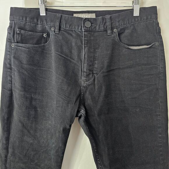 A-Frame Jeans Mens Tag 34x32 Act 35x30 Slim Leg Black Stretch Denim Pants - Picture 2 of 12